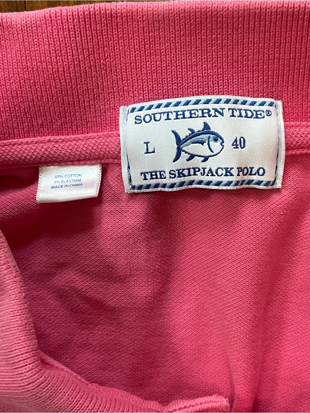 Southern Tide The Skipjack Polo Mens Large Coral Pink Cotton Stretch - Picture 4 of 5